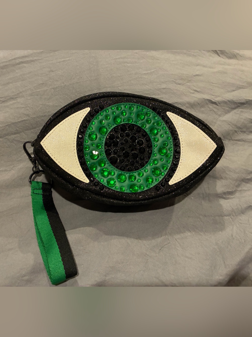 Bath & Body Works Black Wristlet Clutch with Green and White Eye Design